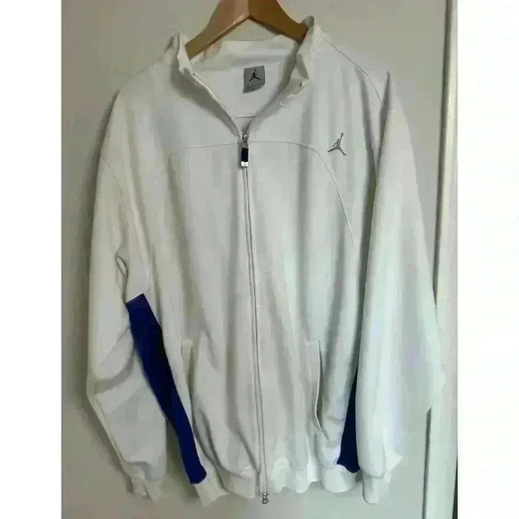 Nike Jordan Other - Nike Air Jordan Jumpman Jacket Full Zipper Men’s XL White With Blue Trim Track